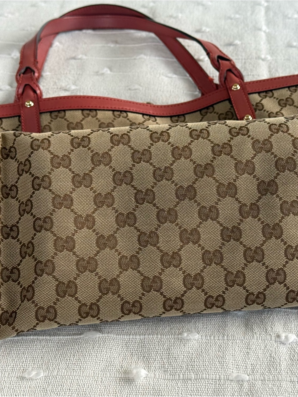 Gucci Beige Brown Monogram Tote with Pink Trim - Picture 8 of 10